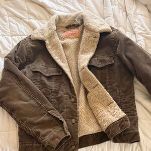 Cozy Brown Sherpa-Lined Jean Jacket